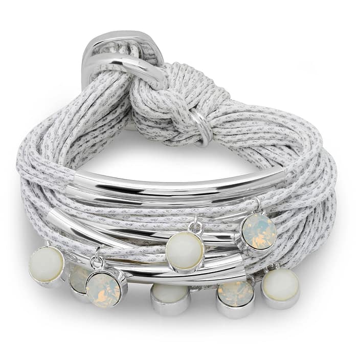 bracelets tubes silver crystals metallic